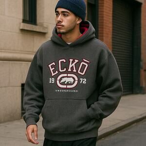 Ecko Unltd Otherground Rhino Hoodie Mens Size S Gray Y2K Streetwear Pullover